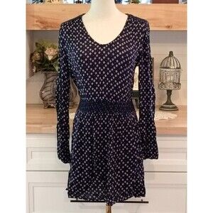 Lucky Brand Lightweight Long Sleeve Dress Elastic Waist Knee Length Soft Sz Smal